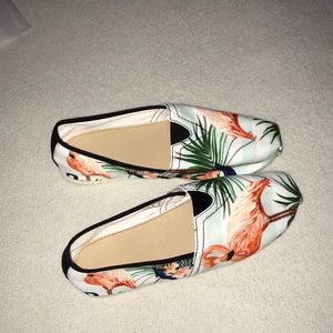 Striped Flamingo shoes with Blue Anchors